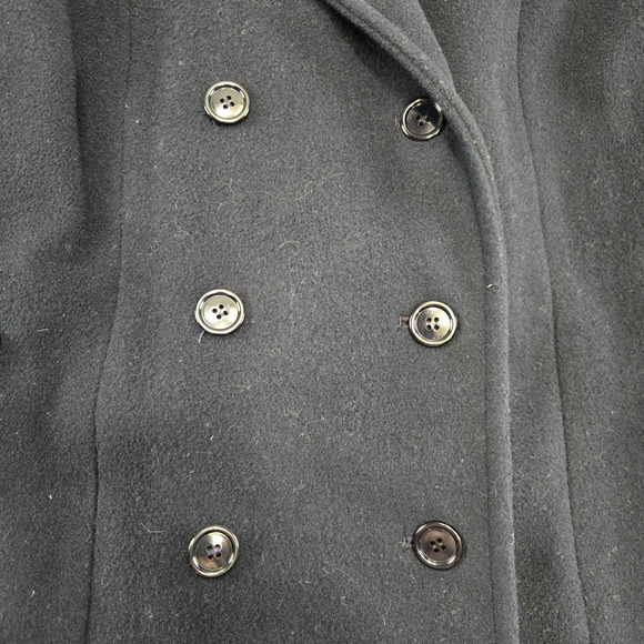 Vintage 70s Harve Benard Navy Wool Double Breasted Overcoat ILGWU Size Large - Picture 5 of 15